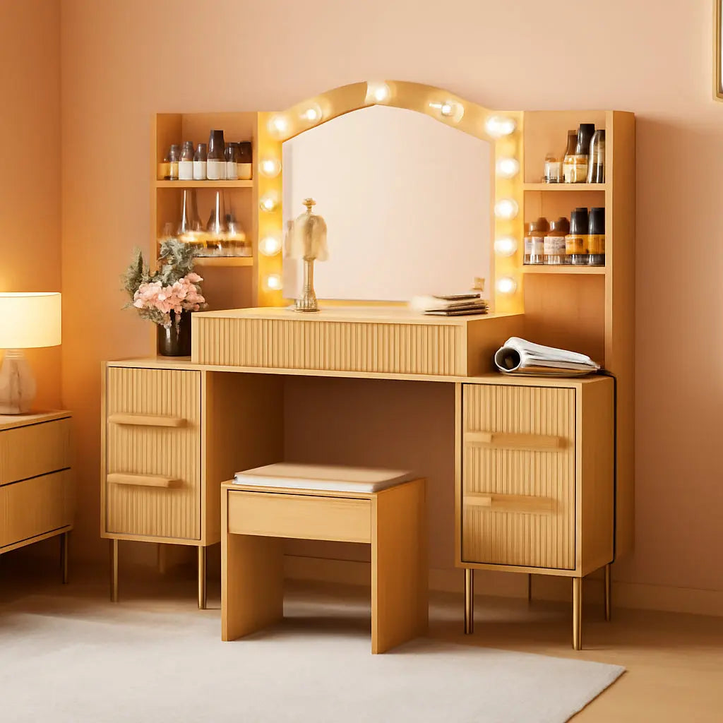 {{Pink Illuminated Vanity Desk With Premium LED  Mirror}} {{Product vendor}}