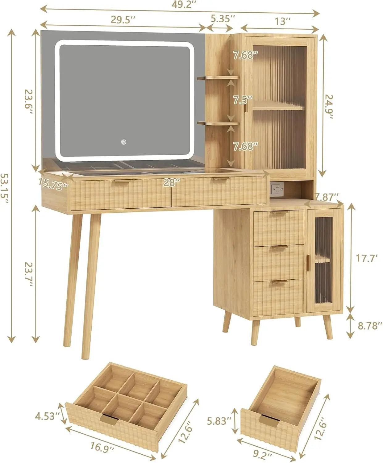{{Pink Illuminated Vanity Desk With Premium LED  Mirror}} {{Product vendor}}