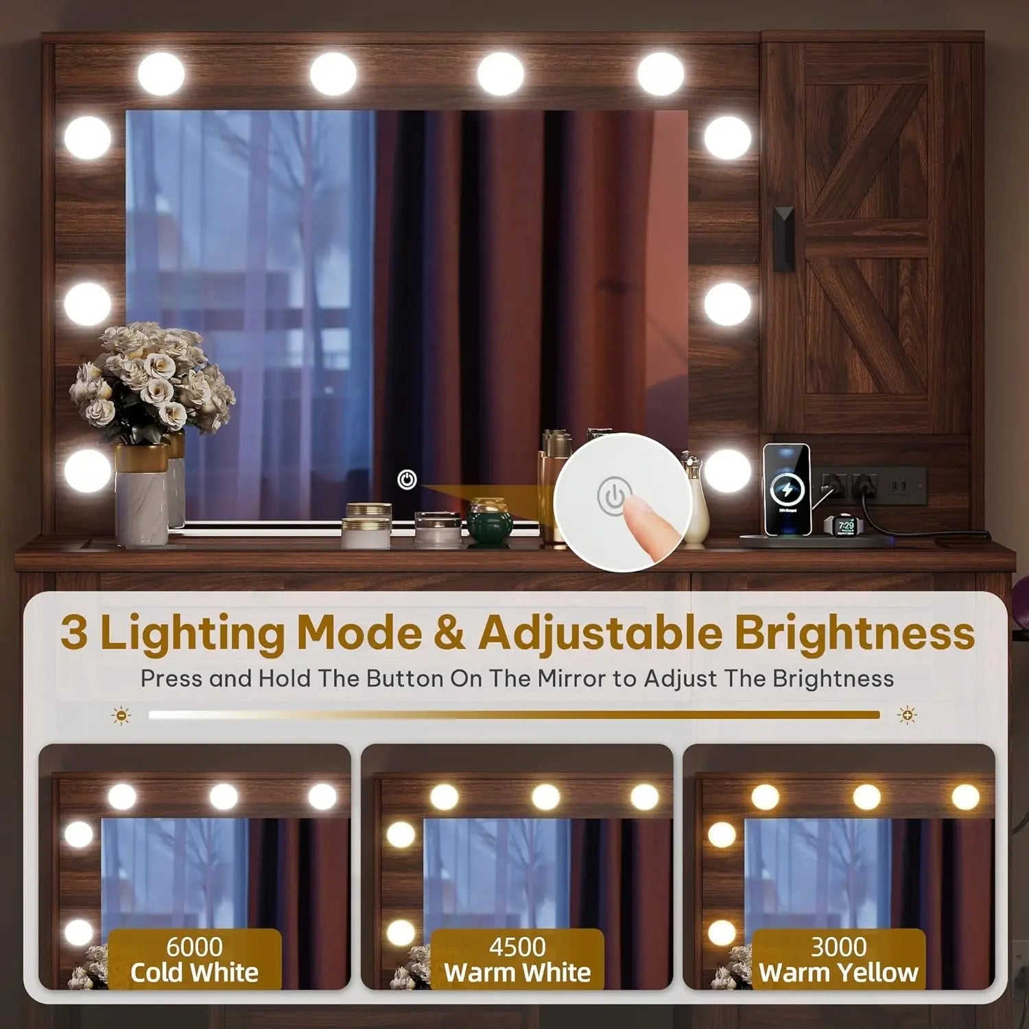 {{Pink Illuminated Vanity Desk With Premium LED  Mirror}} {{Product vendor}}