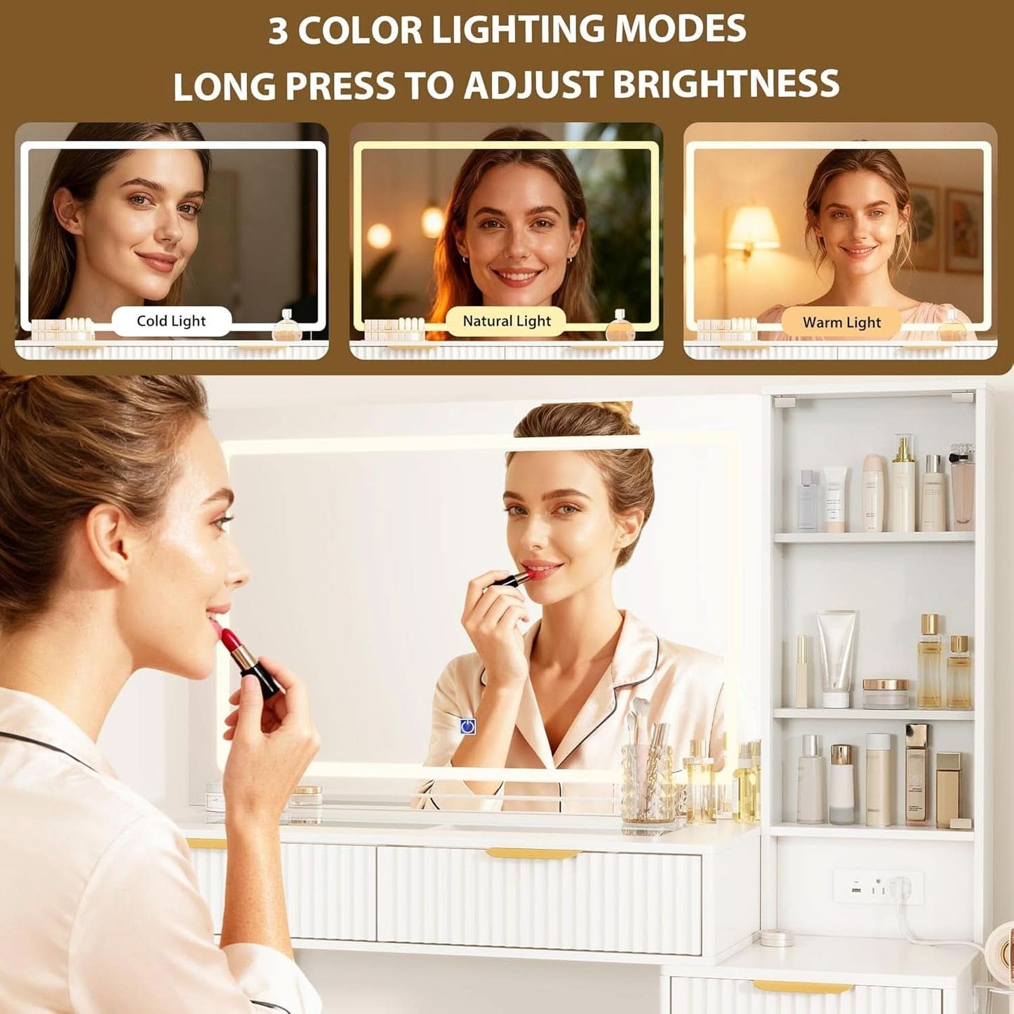 Forty Eight Inch Vanity Desk With Illuminated LED Mirror
