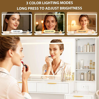 Forty Eight Inch Vanity Desk With Illuminated LED Mirror
