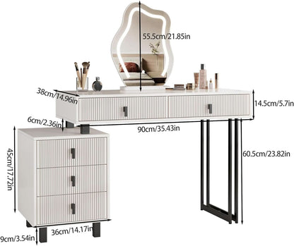 Compact Vanity Desk With Illuminated Mirror Drawers