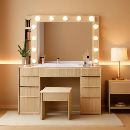 {{Pink Illuminated Vanity Desk With Premium LED  Mirror}} {{Product vendor}}