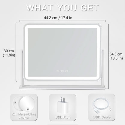 Vanity Makeup Mirror With LED Lights 13.5x17.4Inches