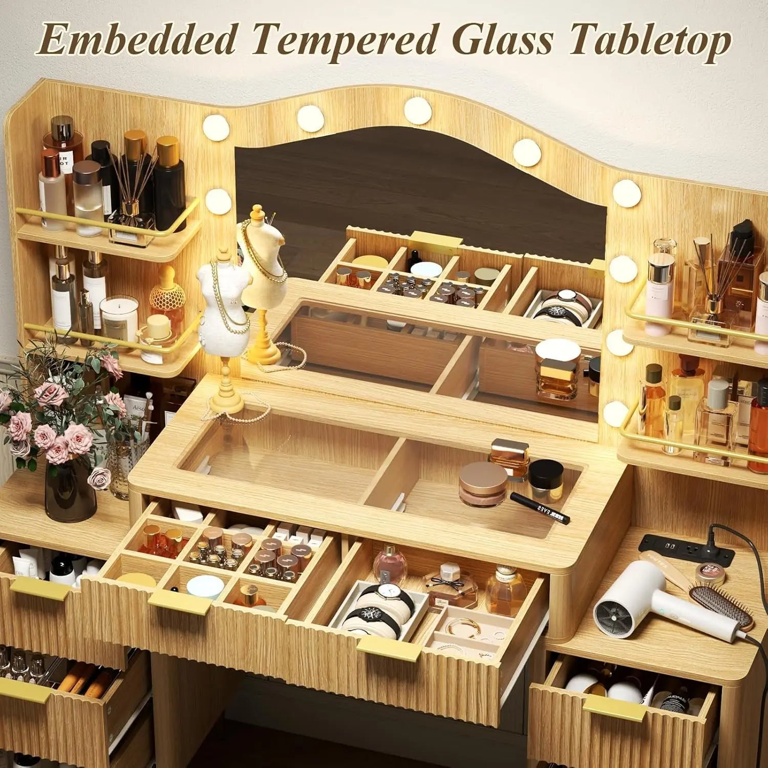 {{Pink Illuminated Vanity Desk With Premium LED  Mirror}} {{Product vendor}}