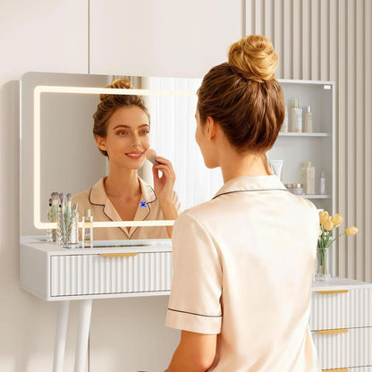 Forty Eight Inch Vanity Desk With Illuminated LED Mirror