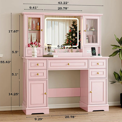 {{Pink Illuminated Vanity Desk With Premium LED  Mirror}} {{Product vendor}}