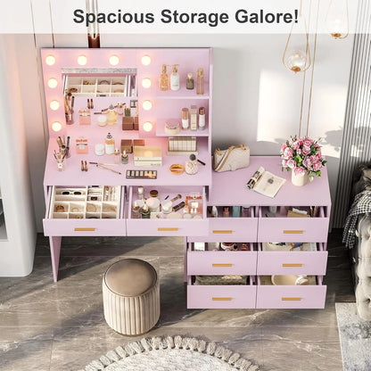 {{Pink Illuminated Vanity Desk With Premium LED  Mirror}} {{Product vendor}}