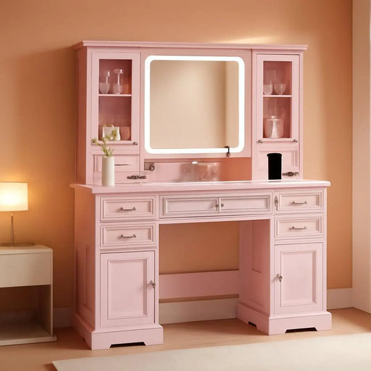 {{Pink Illuminated Vanity Desk With Premium LED  Mirror}} {{Product vendor}}