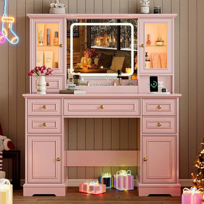 {{Pink Illuminated Vanity Desk With Premium LED  Mirror}} {{Product vendor}}