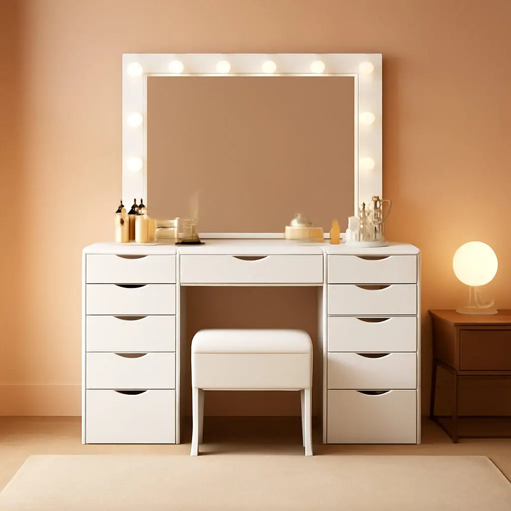 {{Pink Illuminated Vanity Desk With Premium LED  Mirror}} {{Product vendor}}