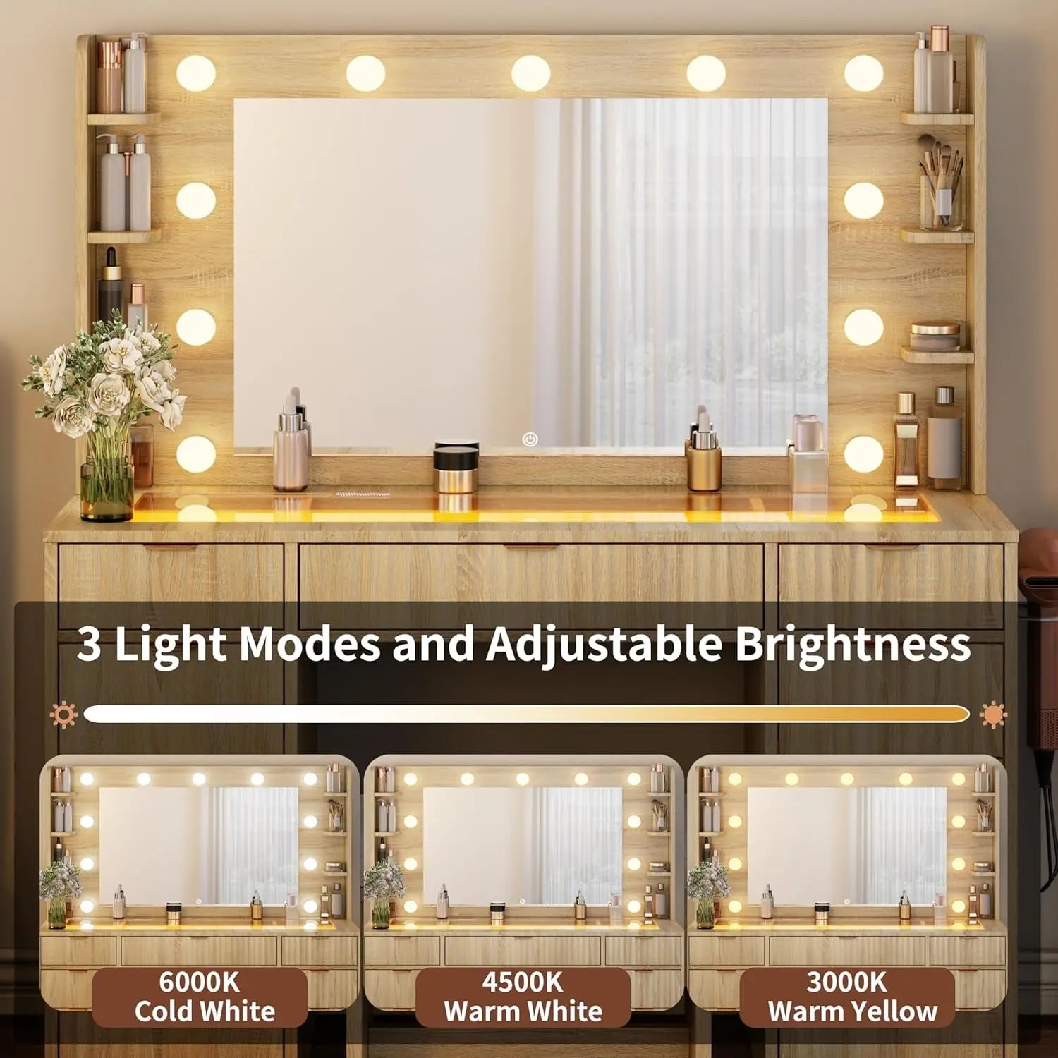 {{Pink Illuminated Vanity Desk With Premium LED  Mirror}} {{Product vendor}}