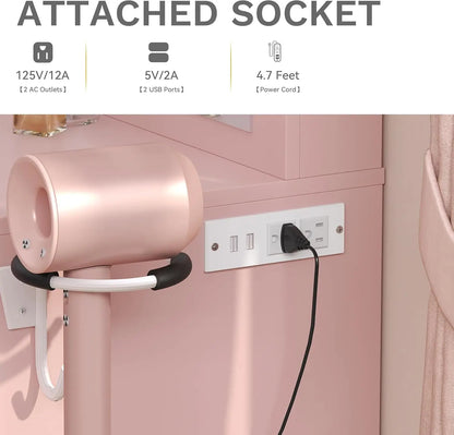 {{Pink Illuminated Vanity Desk With Premium LED  Mirror}} {{Product vendor}}