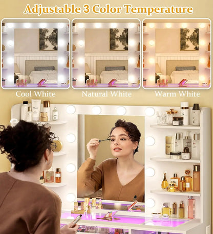 {{Pink Illuminated Vanity Desk With Premium LED  Mirror}} {{Product vendor}}