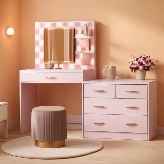 {{Pink Illuminated Vanity Desk With Premium LED  Mirror}} {{Product vendor}}