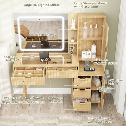 {{Pink Illuminated Vanity Desk With Premium LED  Mirror}} {{Product vendor}}