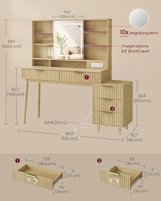 {{Pink Illuminated Vanity Desk With Premium LED  Mirror}} {{Product vendor}}
