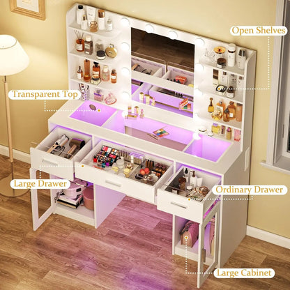 {{Pink Illuminated Vanity Desk With Premium LED  Mirror}} {{Product vendor}}