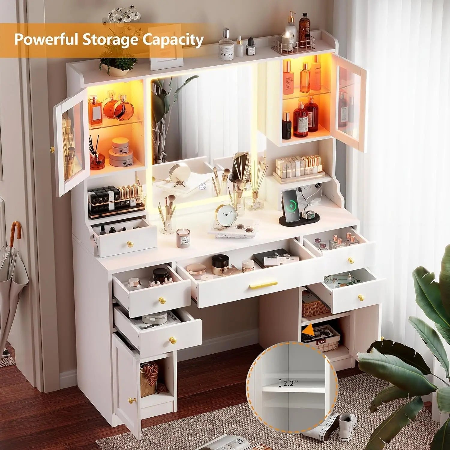 {{Pink Illuminated Vanity Desk With Premium LED  Mirror}} {{Product vendor}}