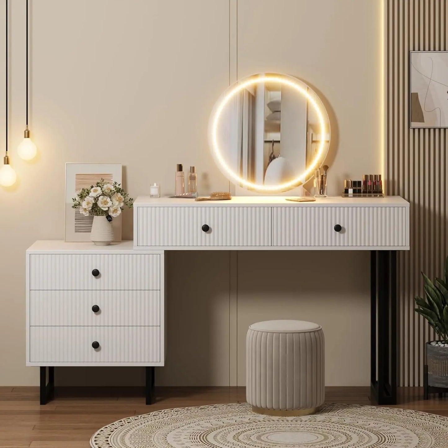 {{Pink Illuminated Vanity Desk With Premium LED  Mirror}} {{Product vendor}}