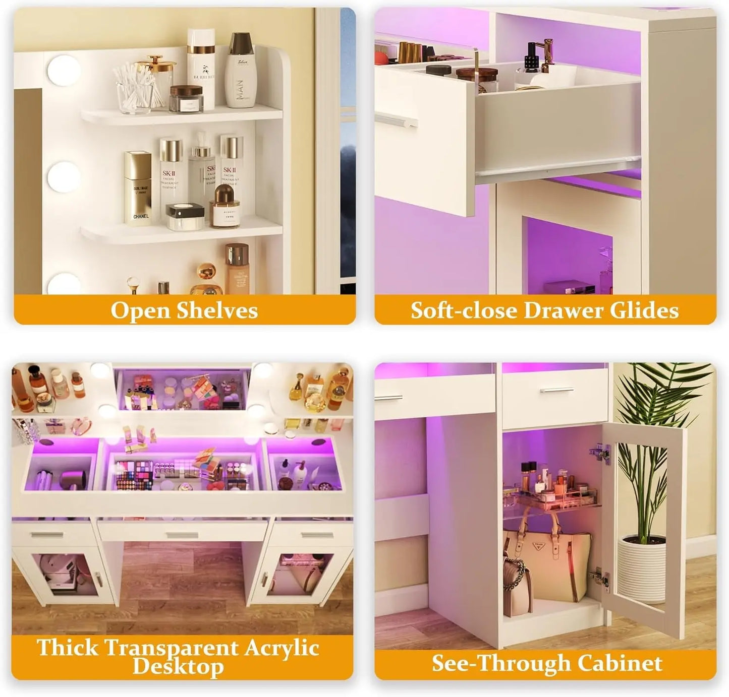 {{Pink Illuminated Vanity Desk With Premium LED  Mirror}} {{Product vendor}}