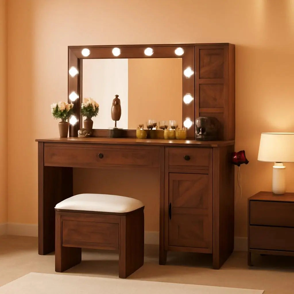 {{Pink Illuminated Vanity Desk With Premium LED  Mirror}} {{Product vendor}}