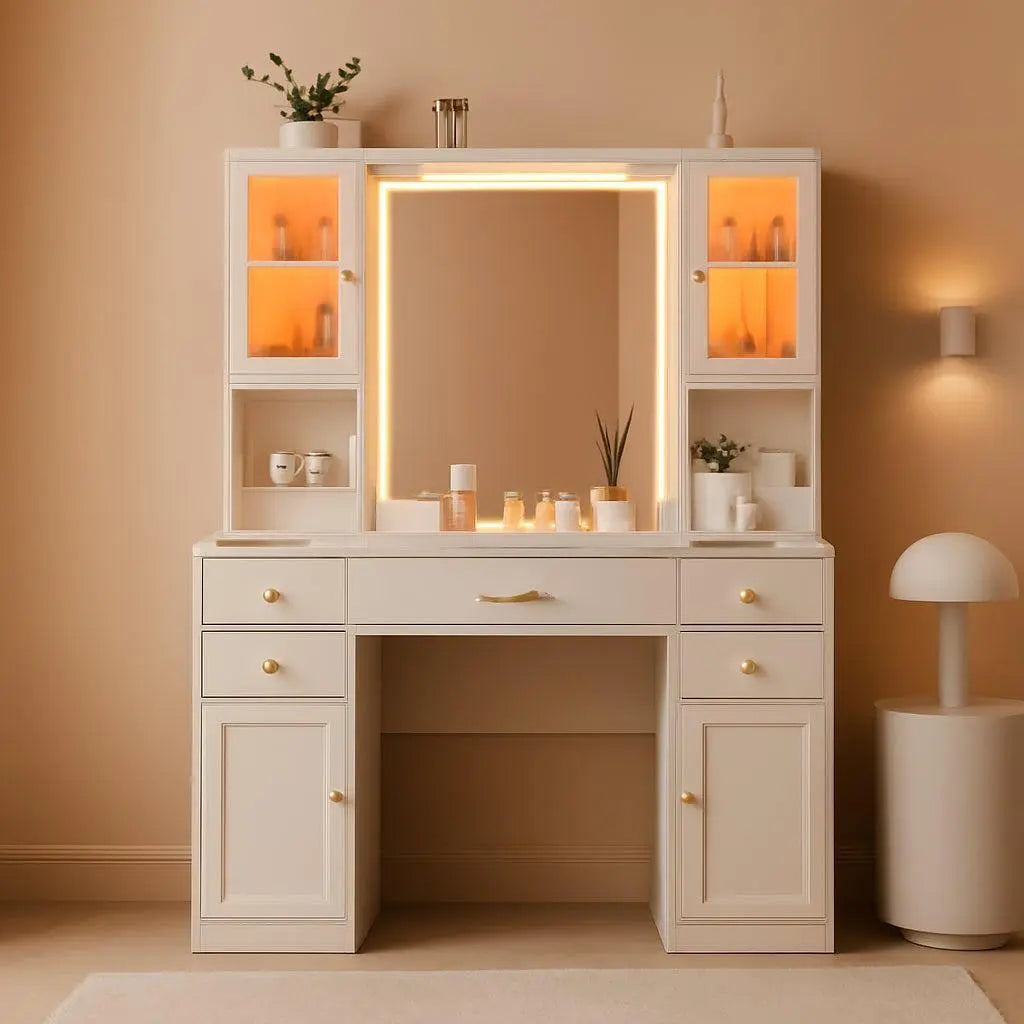 {{Pink Illuminated Vanity Desk With Premium LED  Mirror}} {{Product vendor}}